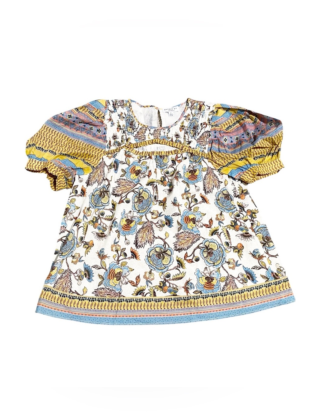 Current Air Floral Print Boho Top With Keyhole Neck Size Small